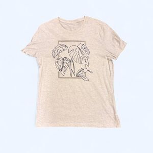 Banana Republic men’s L heathered grey graphic tee with tropical leaf design